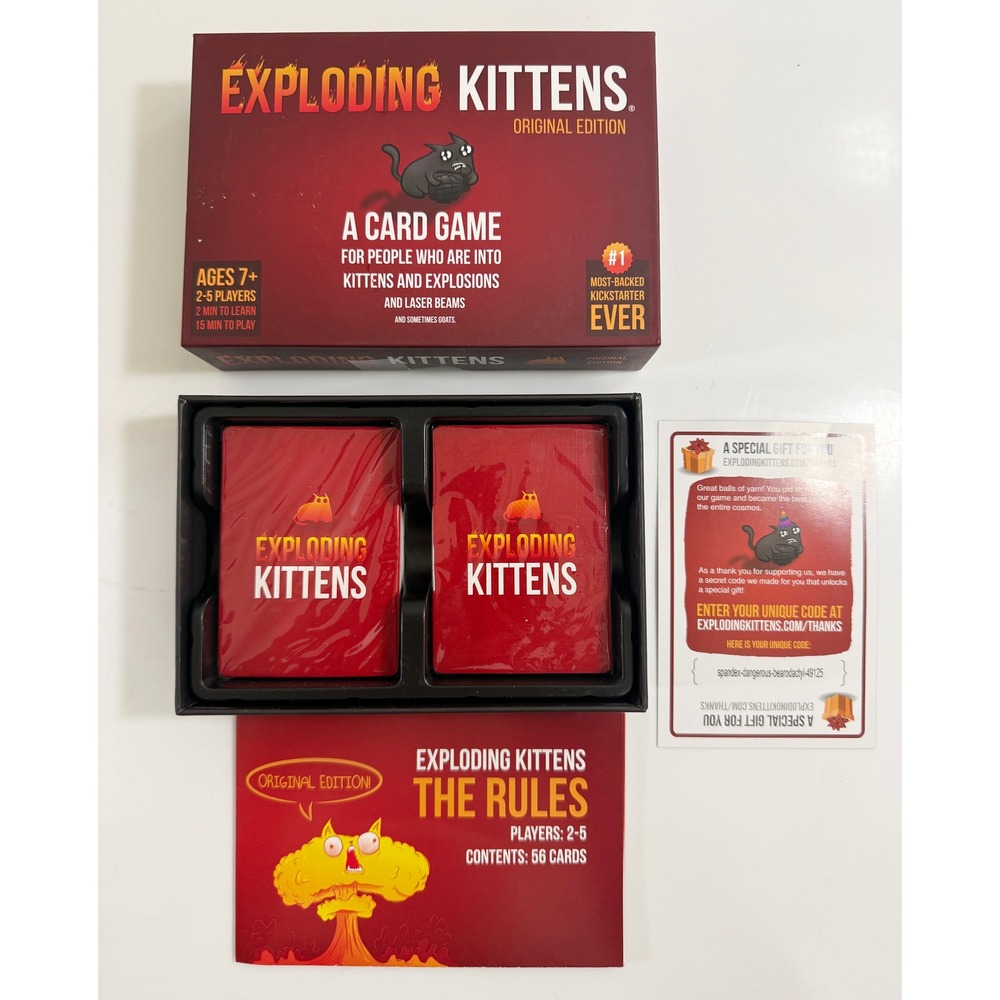 Exploding‎ Kittens Card Game Unisex OS Red Original Edition 56 Cards